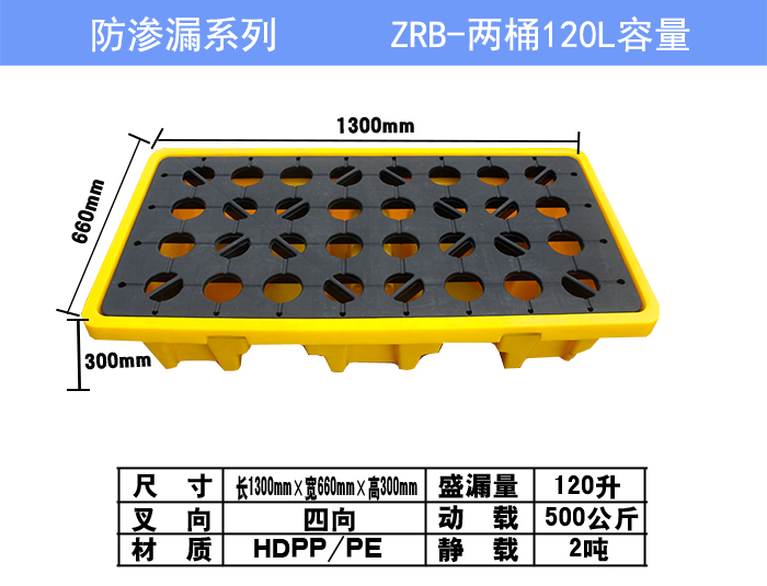 120升两桶防渗漏托盘参数图